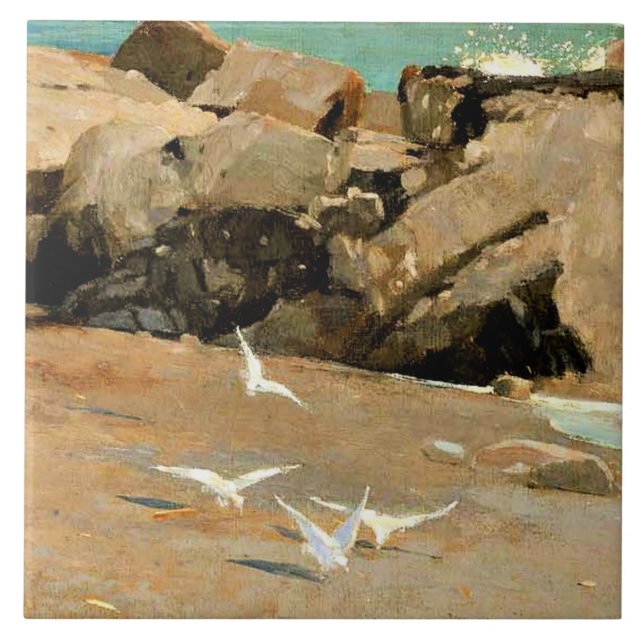 Azulejo De Cerâmica Homer - Rocky Coast and Gulls, fine art (Frente)