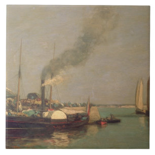 Azulejo De Cerâmica Honfleur. La Jetee, 1854-57 (óleo no painel)