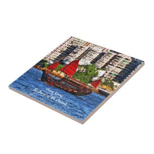 Azulejo De Cerâmica Hong Kong Sampan a pérola do Oriente