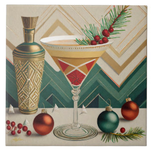 Azulejo De Cerâmica Hora de Felicidade do meio século do Cocktail