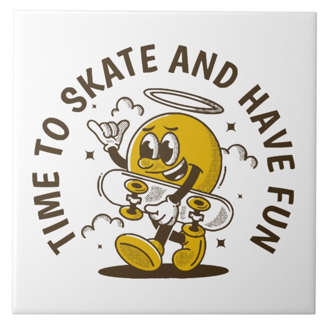 Azulejo De Cerâmica Hora de patinar (Frente)