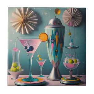 Azulejo De Cerâmica Hora do Cocktail Futurístico do meio século
