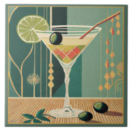 Azulejo De Cerâmica Hora do Coquetel Martini Moderno de Meados do Sécu
