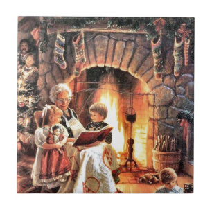 Azulejo De Cerâmica Horas De Storybook Com A Avó No Natal