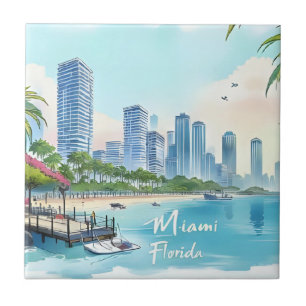 Azulejo De Cerâmica Horizonte de Miami City Florida