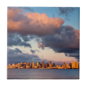 Azulejo De Cerâmica Horizonte urbano da cidade de Baía de San Diego