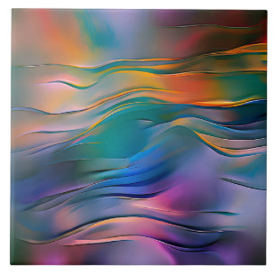 Azulejo De Cerâmica "Horizontes Fluidos" Arte Abstrato Contemporânea