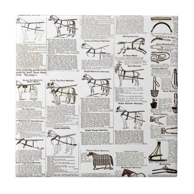 Azulejo De Cerâmica Horse Antique Advertising Newpaper Art (Frente)