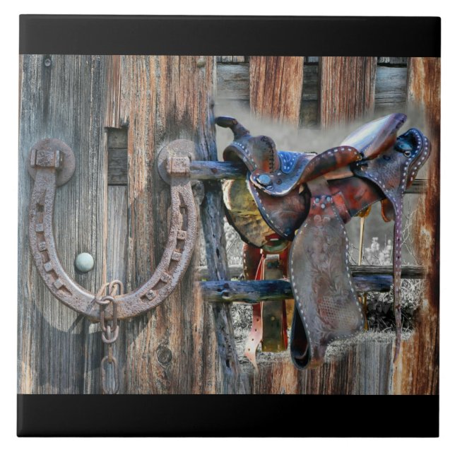 Azulejo De Cerâmica Horse Saddle Foco Russo Oeste (Frente)