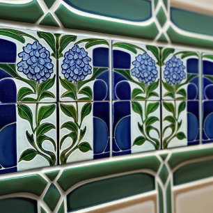 Azulejo De Cerâmica Hortênsia Arte Deco Decoração de Parede Floral Art