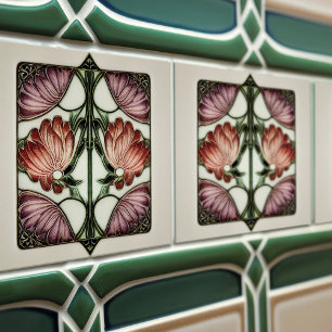 Azulejo De Cerâmica Hortênsia Arte Deco Decoração de Parede Floral Art