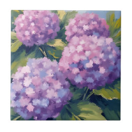 Azulejo De Cerâmica Hortênsias Roxas Aquarela Floral