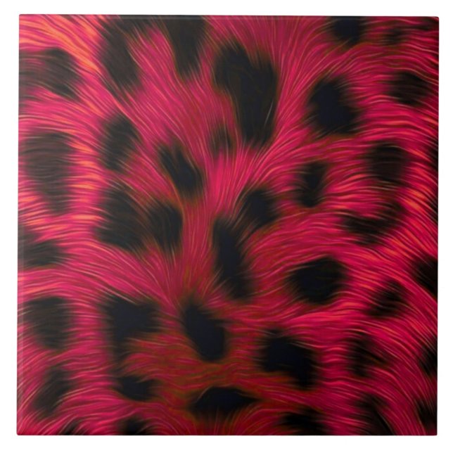 Azulejo De Cerâmica Hot Pink Leopard Print Faux  (Frente)