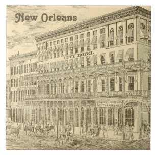 Azulejo De Cerâmica Hotel Antigo de Desenho Vintage de Nova Orleans