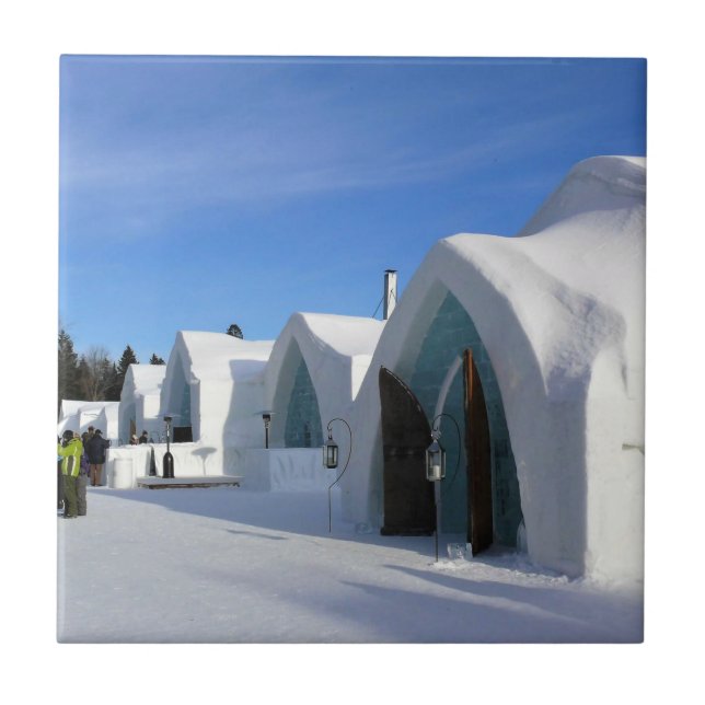 Azulejo De Cerâmica Hotel de Glace, Quebec, Canadá (Frente)