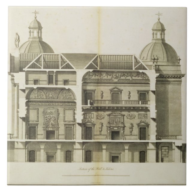 Azulejo De Cerâmica Houghton Salão: secção transversal do Salão e do (Frente)