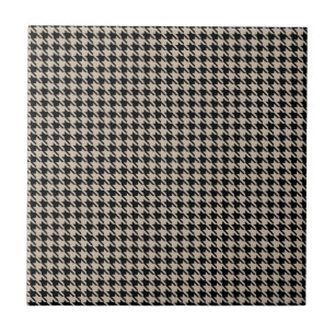 Azulejo De Cerâmica Houndstooth Tan e preto