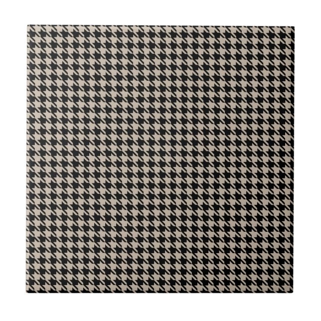 Azulejo De Cerâmica Houndstooth Tan e preto (Frente)