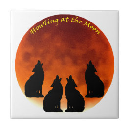 Azulejo De Cerâmica Howling na Lua