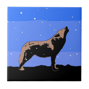 Azulejo De Cerâmica Howling Wolf no inverno - Arte original sobre a vi