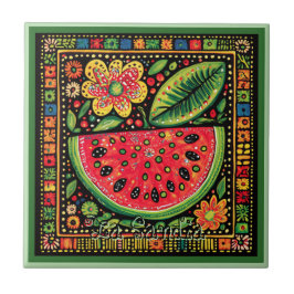 Azulejo De Cerâmica Huichol Loteria Cerâmica Azulejo La Sandia