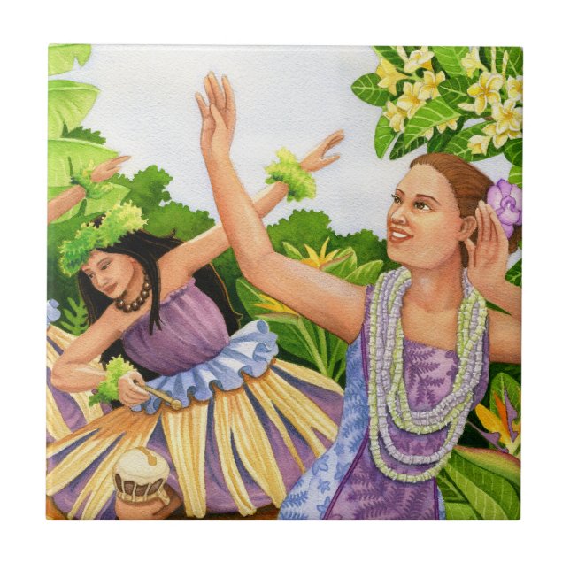 Azulejo De Cerâmica Hula Halau (Frente)