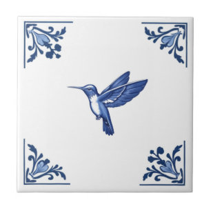 Azulejo De Cerâmica Hummingbird Delft Blue/White Corners
