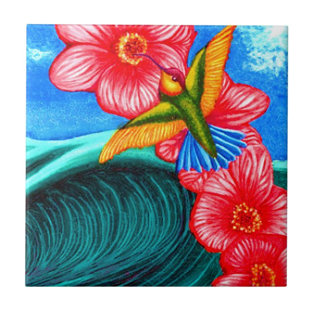 Azulejo De Cerâmica Hummingbird Ocean (Frente)