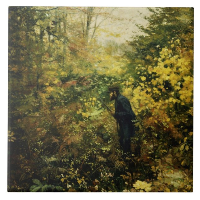 Azulejo De Cerâmica Hunter in the Forest (por H.A. Brendekilde) (Frente)