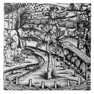 Azulejo De Cerâmica Husbandsmen felizes que tendem as abelhas,