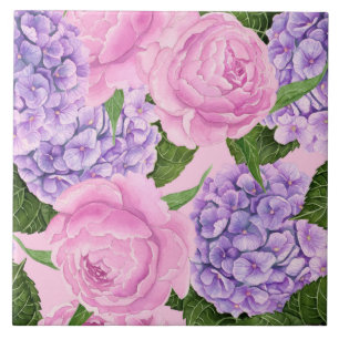 Azulejo De Cerâmica Hydrangea e padrões de colônias