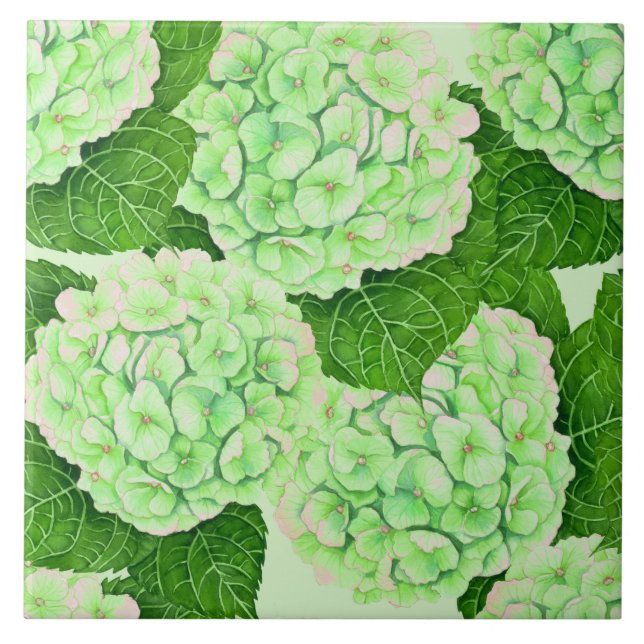 Azulejo De Cerâmica Hydrangea watercolor (Frente)