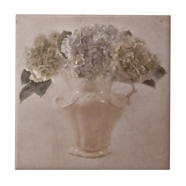 Azulejo De Cerâmica Hydrangeas Em Um Vaso (Frente)