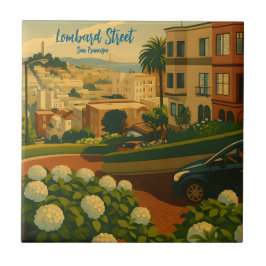 Azulejo De Cerâmica Hydrangeas San Francisco Lombard Street Coit Tower