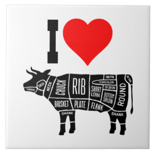 Azulejo De Cerâmica I Heart Love Beef Butcher Chef Cook