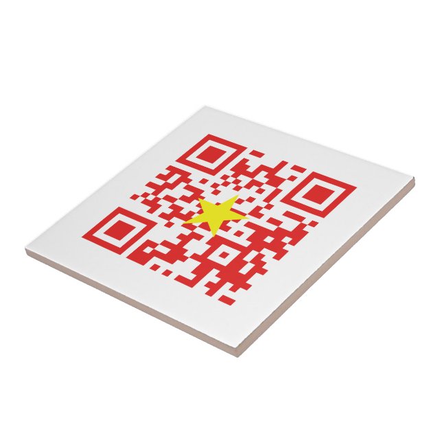 Azulejo De Cerâmica I Love Vietnam (Tôi Yêu Viet Nam) Flag QR Code (Lateral)