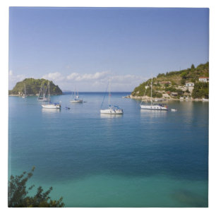 Azulejo De Cerâmica Iates ancorados, Lakka, Paxos, Grécia