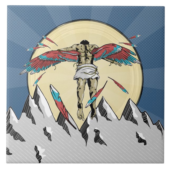 Azulejo De Cerâmica Icarus retro poster (Frente)