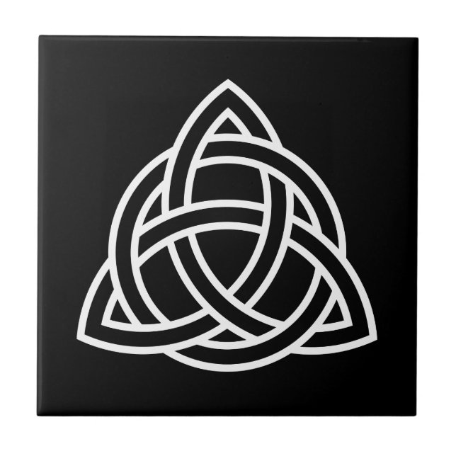 Azulejo De Cerâmica Ícone branco original do Triquetra Celular (Frente)