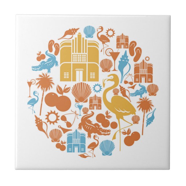 Azulejo De Cerâmica Ícones de Florida (Frente)