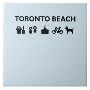 Azulejo De Cerâmica Ícones de Toronto Beach Monotone Black