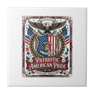 Azulejo De Cerâmica Ícones e Símbolos de Liberdade do Escudo Patriótic