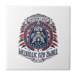 Azulejo De Cerâmica Ícones e Símbolos do Escudo da Liberdade Patriótic