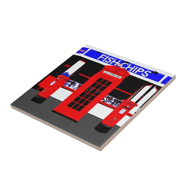 Azulejo De Cerâmica Ícones ingleses tipicamente Inglaterra (Lateral)