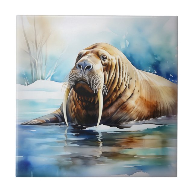Azulejo De Cerâmica Icy Water Walrus Serene (Frente)