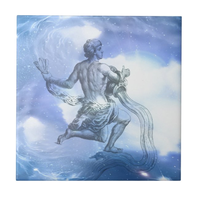 Azulejo De Cerâmica Idade de Aquarius Zodiac (Frente)