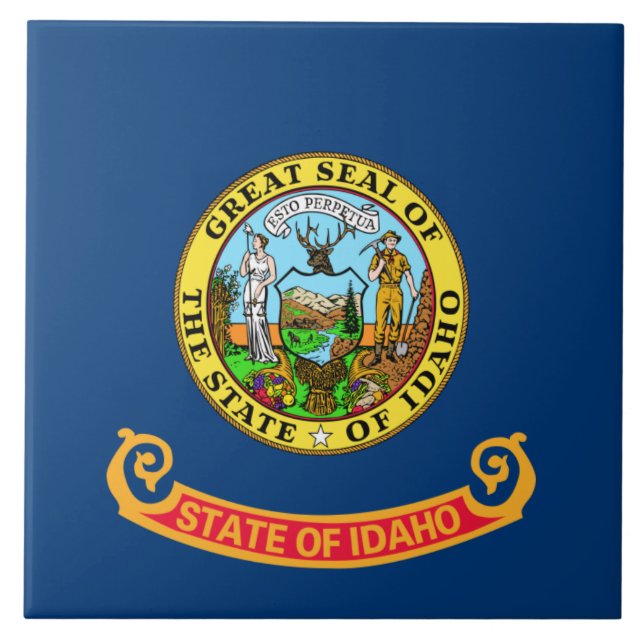 Azulejo De Cerâmica Idaho Flag: Estado Gem, América Mountain West (Frente)