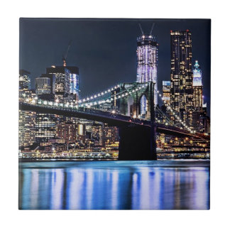Azulejo De Cerâmica Ideia da reflexão da ponte de Brooklyn de New York