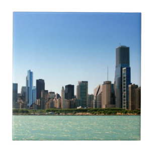 Azulejo De Cerâmica Ideia da skyline de Chicago pelo Lago Michigan