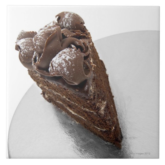 Azulejo De Cerâmica Ideia elevado de uma parte de bolo de chocolate (Frente)